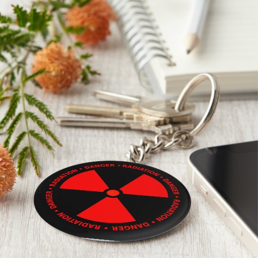 Rote Strahlungswarnung Schlüsselanhänger (Seite)