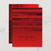 Rote Streifen 50. Geburtstag Save the Date Postkar Ankündigungspostkarte (Vorne/Hinten)