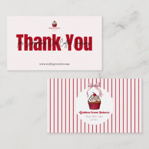 Rote Streifen Bäckerei Dankeschön-Karten-Cupcake Visitenkarte