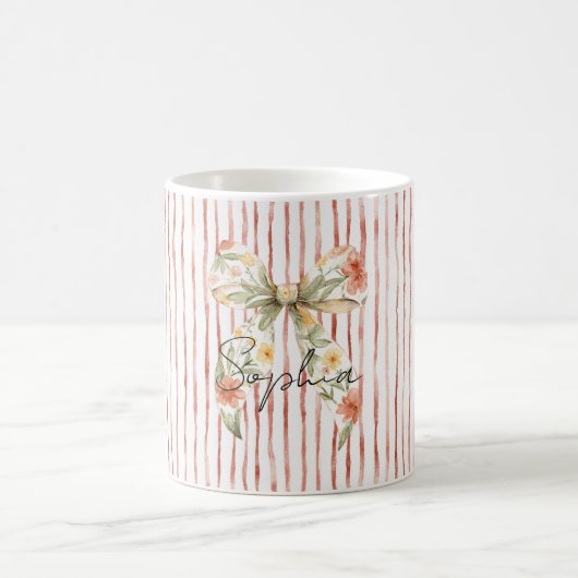 Rote Streifen Blumen-Schleife Kaffeetasse (Mittel)