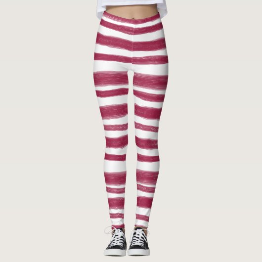 Rote Streifen Bordeaux Leggings (Vorderseite)