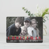 Rote Streifen Doppelseitige Fotokarte Feiertagskarte (Stehend Vorderseite)