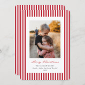 Rote Streifen Frohe Weihnachten Flache Foto (Vorne/Hinten)