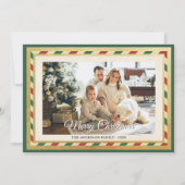 Rote Streifen Frohe Weihnachten Retro Gold Foto (Vorderseite)