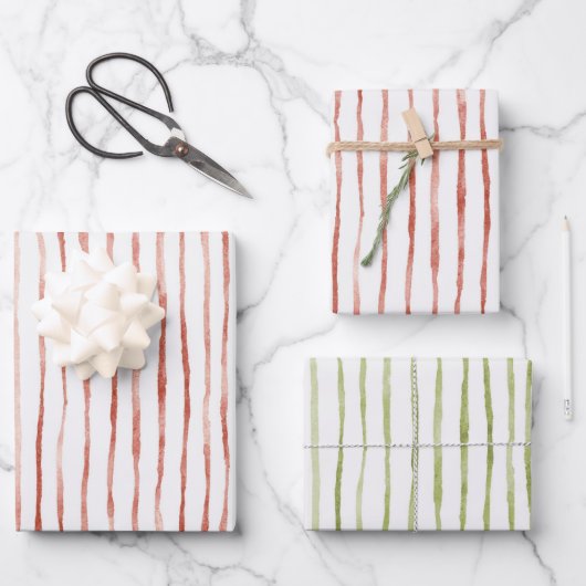 Rote Streifen Geburtstag Geschenkpapier Set (Vorderseite)
