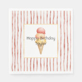 Rote Streifen Gelato Eis Geburtstag Serviette (Vorderseite)