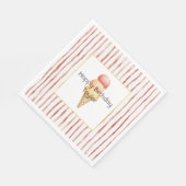 Rote Streifen Gelato Eis Geburtstag Serviette (Ecke)