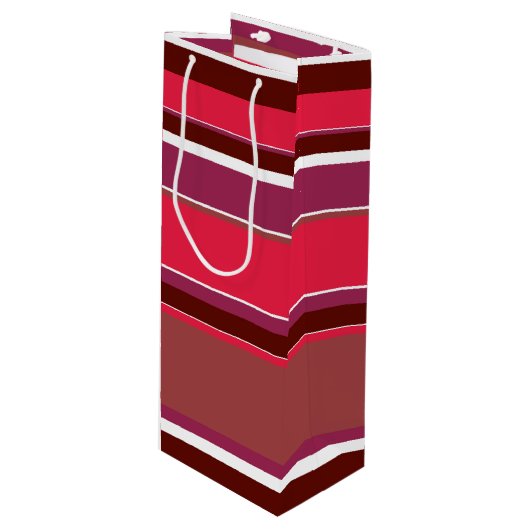 Rote Streifen Geschenktüte Für Weinflaschen (Vorderseite Schrägansicht)