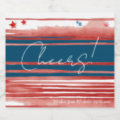 Rote Streifen in Aquarellfarben und blaue Band Schaumweinetikett (Einzelnes Label)