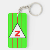 Rote Streifen in Monogramm Schlüsselanhänger (Rückseite)