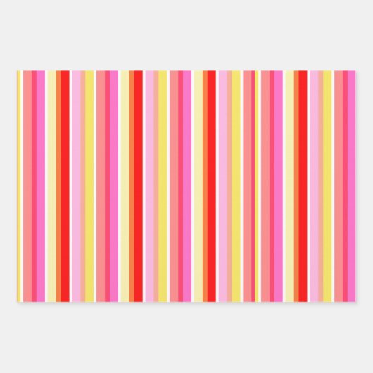 Rote Streifen in Orangetönen belebt Geschenkpapier Set (Vorderseite 3)