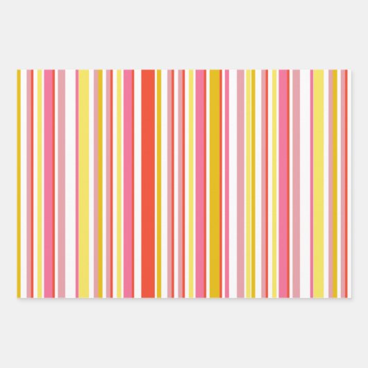 Rote Streifen in Orangetönen belebt Geschenkpapier Set (Vorderseite 2)