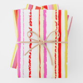 Rote Streifen in Orangetönen belebt Geschenkpapier Set (Beispiel)