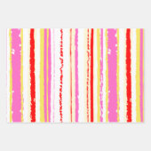 Rote Streifen in Orangetönen belebt Geschenkpapier Set (Vorderseite)