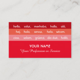 Rote Streifen, internationale Sprachen hallo Visitenkarte