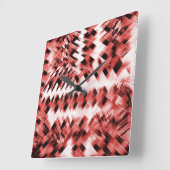 Rote Streifen mit Glas oder Spiegel Quadratische Wanduhr (Winkel)