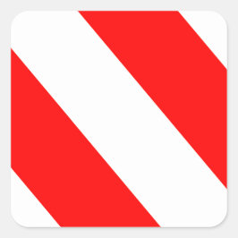 Rote Streifen Quadratischer Aufkleber