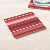 Rote Streifen Rechteckiger Pappuntersetzer (angewinkelt)