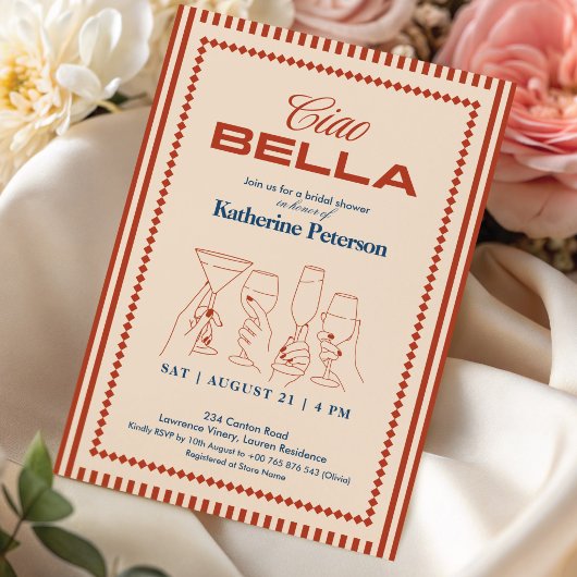 Rote Streifen RETRO Brautdusche Einladung