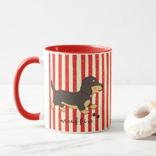 Rote Streifen Schwarz Brauner Dachshund Name  Tasse