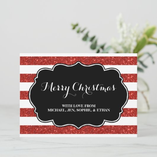 Rote Streifen Schwarz und Weiß frohe Weihnachten (Stehend Vorderseite)