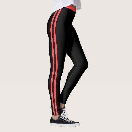 Rote Streifen Schwarze Leggings mit Ihren Farben (Rechts)