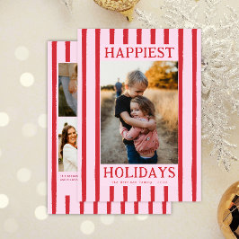 Rote Streifen Süße Mehrfach-Foto-Flachkarte zum Ur Feiertagskarte