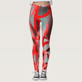 Rote Streifen über blau oder grau, tropfte Bilder Leggings (Vorderseite)