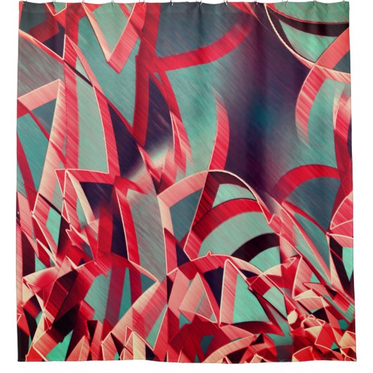 Rote Streifen über grau oder blau, tropfte Bilder Duschvorhang (Vorderseite)