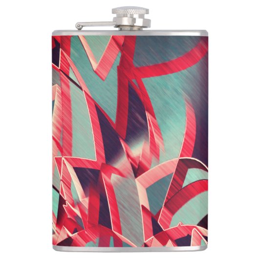 Rote Streifen über grau oder blau, tropfte Bilder Flachmann (Vorderseite)