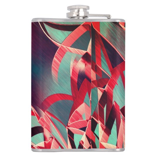 Rote Streifen über grau oder blau, tropfte Bilder Flachmann (Rückseite)