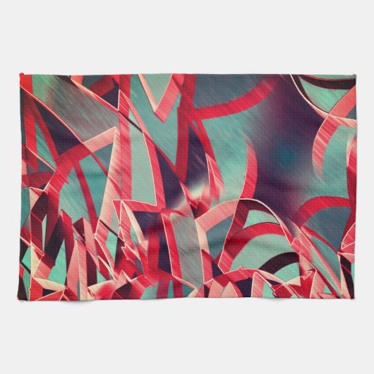 Rote Streifen über grau oder blau, tropfte Bilder Geschirrtuch (Horizontal)