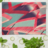 Rote Streifen über grau oder blau, tropfte Bilder Geschirrtuch (Gefaltet)