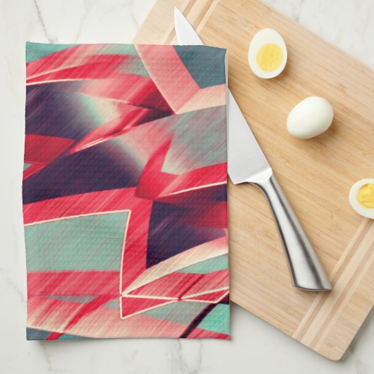 Rote Streifen über grau oder blau, tropfte Bilder Geschirrtuch (Viertel Falte)