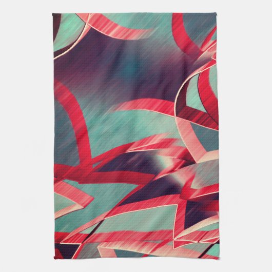 Rote Streifen über grau oder blau, tropfte Bilder Geschirrtuch (Vertikal)