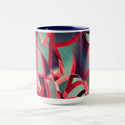 Rote Streifen über grau oder blau, tropfte Bilder Tasse (Zentrum)