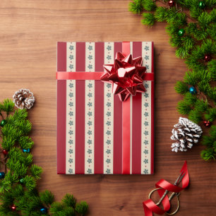 Rote Streifen und Blumen Geschenkpapier