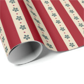 Rote Streifen und Blumen Geschenkpapier (Rolleneckpunkt)
