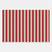 Rote Streifen und Blumen Geschenkpapier Set (Vorderseite)