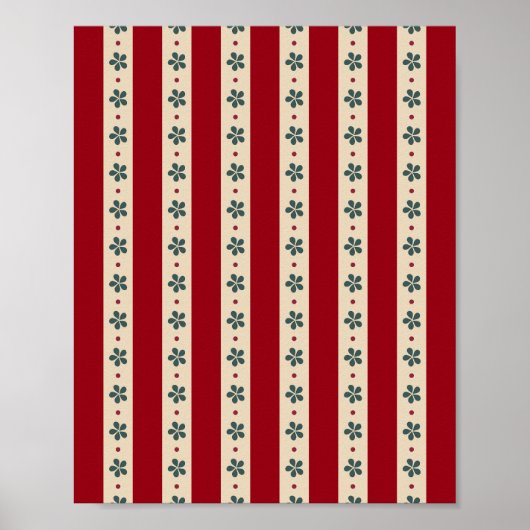 Rote Streifen und Blumen Poster (Vorne)