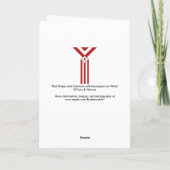 Rote Streifen und Chevronen mit Monogramm auf Weiß Dankeskarte (Rückseite)