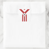 Rote Streifen und Chevronen mit Monogramm auf Weiß Quadratischer Aufkleber (Tasche)