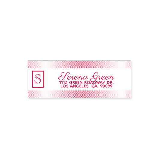 Rote Streifen und Monogramm Permastempel (Design)