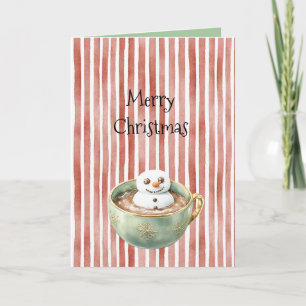 Rote Streifen Weihnachten Glücklicher Marshmallow  Karte