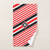 Rote Streifen (weiß und schwarz) / Monogramm / Ers Badhandtuch Set (Handtuch)