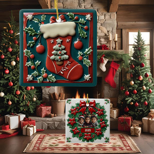 Rote Strumpfhose Weihnachten Anpassbar Keramikornament