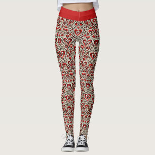 Rote Süße Herzen  Leggings