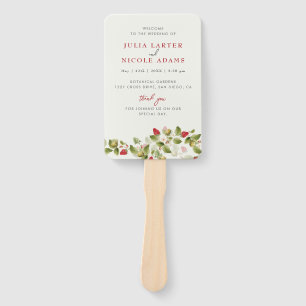 Rote süße wilde Erdbeerblumen Hochzeit Fächer