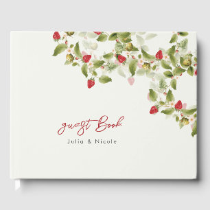 Rote Süße Wilde Erdbeerblüten Hochzeit Gästebuch