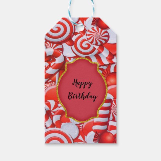 Rote Süßigkeiten Geschenkanhänger (Vorderseite)